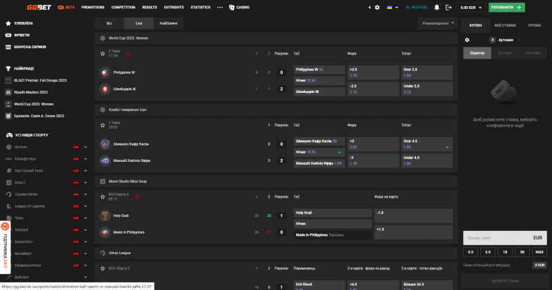 GG.BET ставки: личный кабинет GG.BET Украина